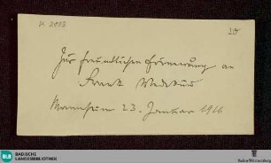Brief von Frank Wedekind an Unbekannt von 1916 - K 2803, 3