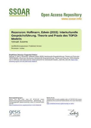 Rezension: Hoffmann, Edwin (2015): Interkulturelle Gesprächsführung. Theorie und Praxis des TOPOI-Modells