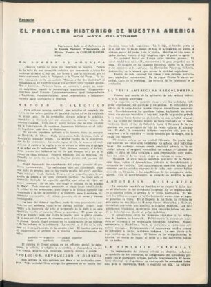 El problema histórico de nuestra América