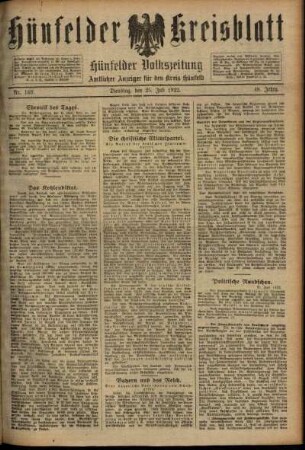 Ausgabe vom Dienstag, den 25. Juli 1922.