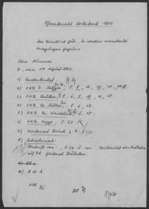 Hohebach: Visitationsbericht mit Pfarrbericht 1951