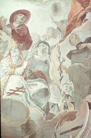Die Verherrlichung der Muttergottes durch den heiligen Augustinus im Kreis von Ordensheiligen