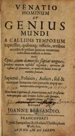 Venatio hominum et Genius mundi