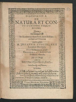 Disputatio X. De Natura Et Constitutione Syllogismi