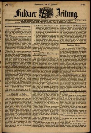 Ausgabe vom Samstag, den 20. Februar 1886.