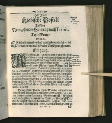 Hiobische Postill Auff den Neunzehenden Sonntag nach Trinit. [u. a.]