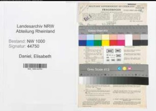 Entnazifizierung Elisabeth Daniel, geb. 11.01.1910 (Wohlfahrtspflegerin)