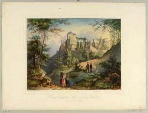 Die Festung Königstein in der Sächsischen Schweiz von der Straße unterhalb der Pfeilschanze im Westen