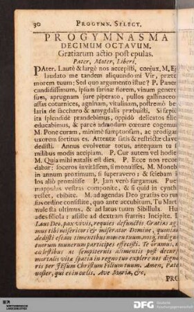 Progymnasma Decimum Octavum. Gratiarum actio post epulas.