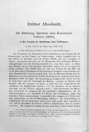Dritter Abschnitt. Die Erhebung Algeriens zum Kommunalverband (1900).