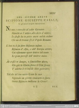 Del Signor Abate Scipione Giuseppe Casale, fra gli Arcadi Evagora Acrocerauneo