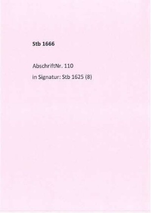 Stb 1666, Abschrift Nr. 110