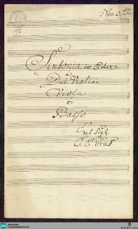 Symphonies - Mus. Hs. 175 : vl (2), vla, b; E