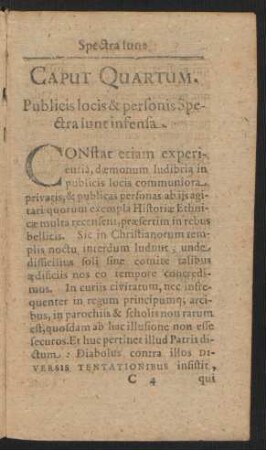 Caput Quartum. Publicis locis & personis Spectra sunt infensa.