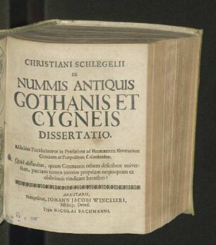 Nummis antiquis gothanis et cygneis dissertatio.