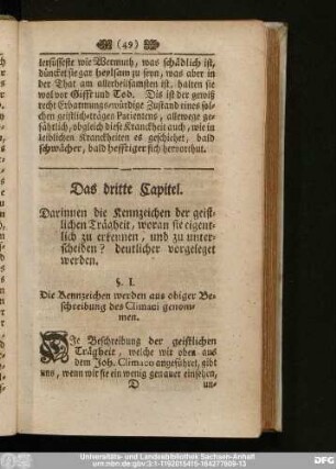 Das dritte Capitel. Darinnen die Kennzeichen der geistlichen Trägheit, woran sie eigentlich zu erkennen, und zu unterscheiden? deutlicher vorgeleget werden.