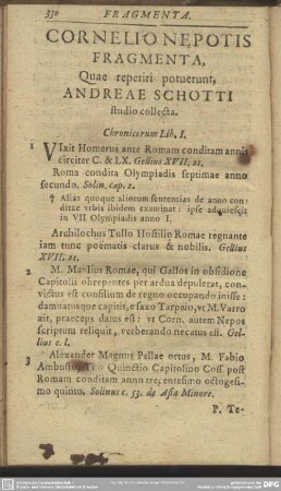 Cornelio Nepotis Fragmenta, Quae reperiri potuent, Andreae Schotti studio collecta
