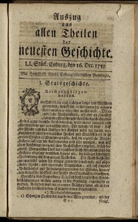 LI. Stück. Coburg, den 16. Dec. 1750.