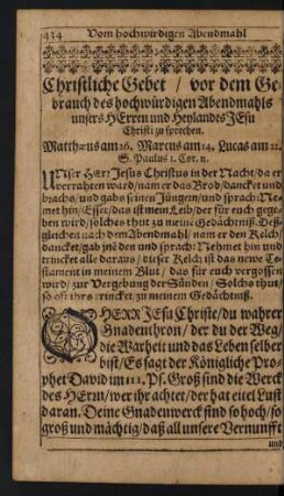 Christliche Gebet/ vor dem Gebrauch des hochwürdigen ...
