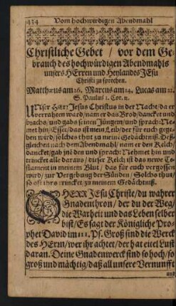 Christliche Gebet/ vor dem Gebrauch des hochwürdigen ...