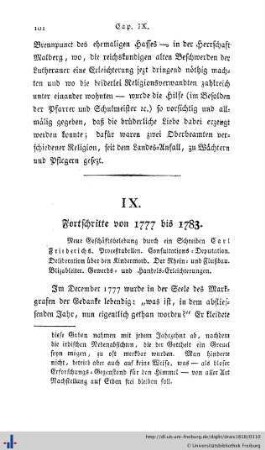 IX. Fortschritte von 1777 bis 1783