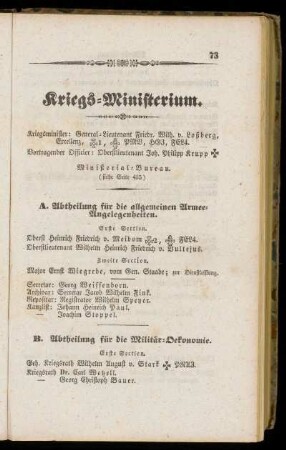 Kriegs=Ministerium.