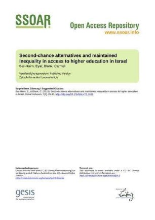 Second-chance alternatives and maintained inequality in access to higher education in Israel