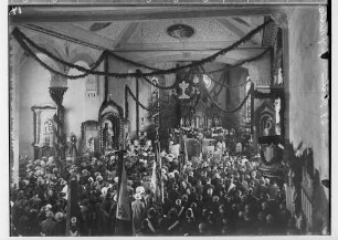 Primizfeier Brugger in Sigmaringendorf 1936; Gottesdienst in der Kirche, Blick in Richtung Altar