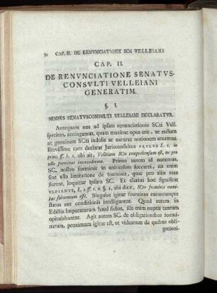 Cap. II. De Renunciatione Senatusconsulti Velleiani Generatim.