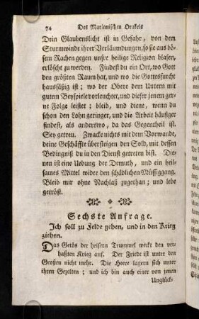 74-82, Sechste Anfrage