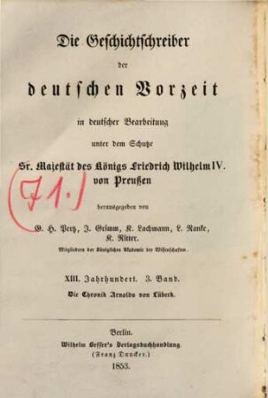 Die Chronik Arnolds von Lübeck