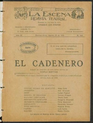 El cadenero : esbozo de comedia en tres actos breves