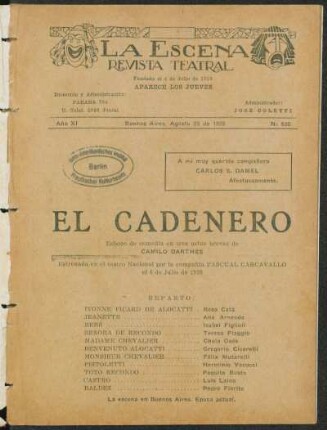 El cadenero : esbozo de comedia en tres actos breves
