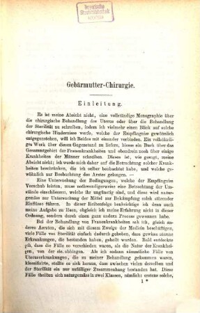 J. Marion Sims's Klinik der Gebärmutter-Chirurgie : mit besonderer Berücksichtigung der Behandlung der Sterilität