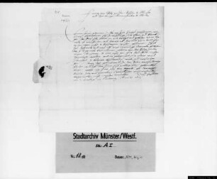 Verfügung des Bischofs zum Ratsherrn Heinrich Travelmann.