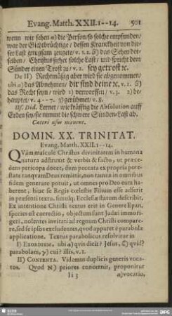 Domin. XX. Trinitat. Evang. Matth. XXII. 1-14