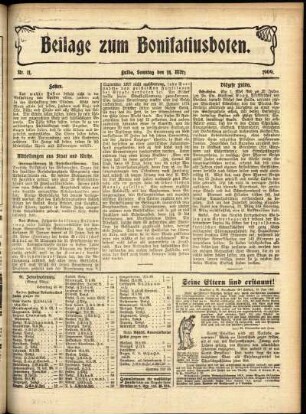 Zweite Ausgabe vom Sonntag, den 14. März 1909.