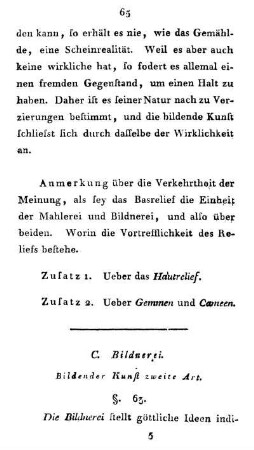 C. Bildnerei. Bildender Kunst zweite Art.