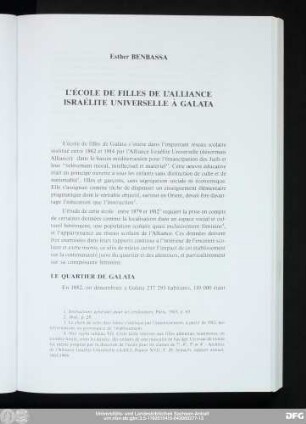 Esther Benbassa L'École De Filles De L'Alliance Israélite Universelle À Galata