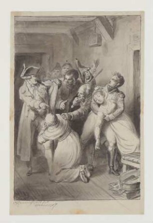 Die Verhaftung [Illustration zu Friedrich Schillers "Kabale und Liebe", 2. Akt, 7. Szene]