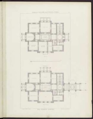 Dresdener Architektur-Album. Bauten und Entwürfe. Blatt 13: Wohnhaus des Herrn Häbler, Beuststrasse 2 in Dresden, Grundrisse zu Blatt 6. Hrsg. vom Dresdener Architekten-Verein. Dresden: Verlag George Gilbers/Buchhandlung für Architektur und Kunstgewerbe, 1875