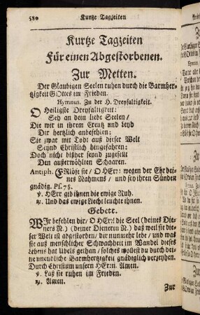 580-590, Kurze Tagzeiten für einen Abgestorbenen - Kurze Unterweisung einen Stand zu erwählen.