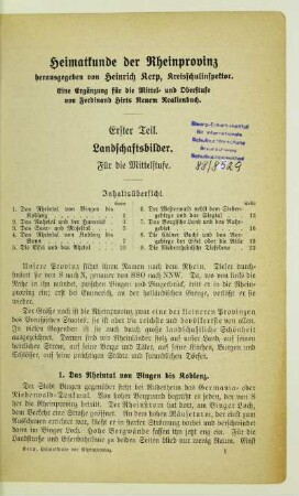 Erster Teil. Landschaftsbilder