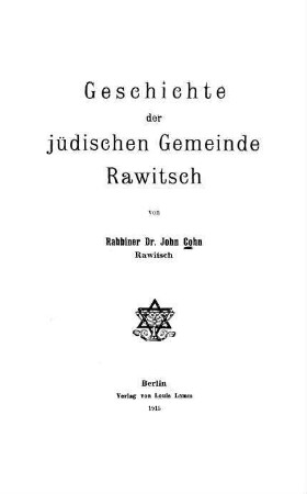 Geschichte der jüdischen Gemeinde Rawitsch