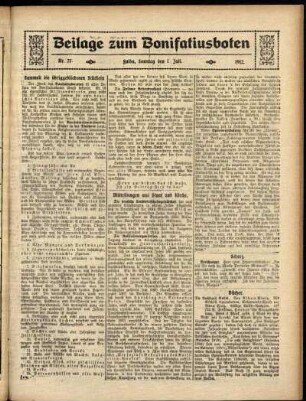 Zweite Ausgabe vom Sonntag, den 07. Juli 1912.