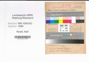 Entnazifizierung Karl Roehl, geb. 30.08.1891 (Werkmeister)