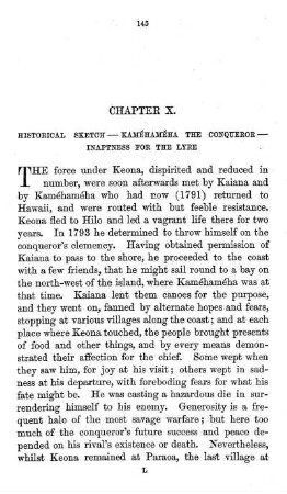 HISTORICAL SKETCH - KAMÉHAMÉHA THE CONQUEROR - INEPTNESS FOR THE LYRE .