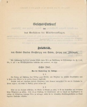 Gesetzes-Entwurf über das Verfahren bei Ministeranklagen