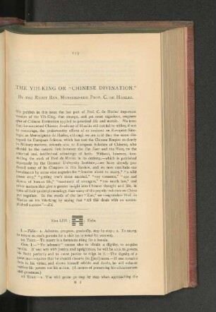 The Yih-King or "Chinese Divination".
