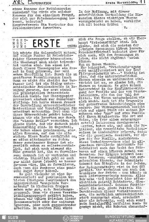 Erste Wortmeldung zum Thema
